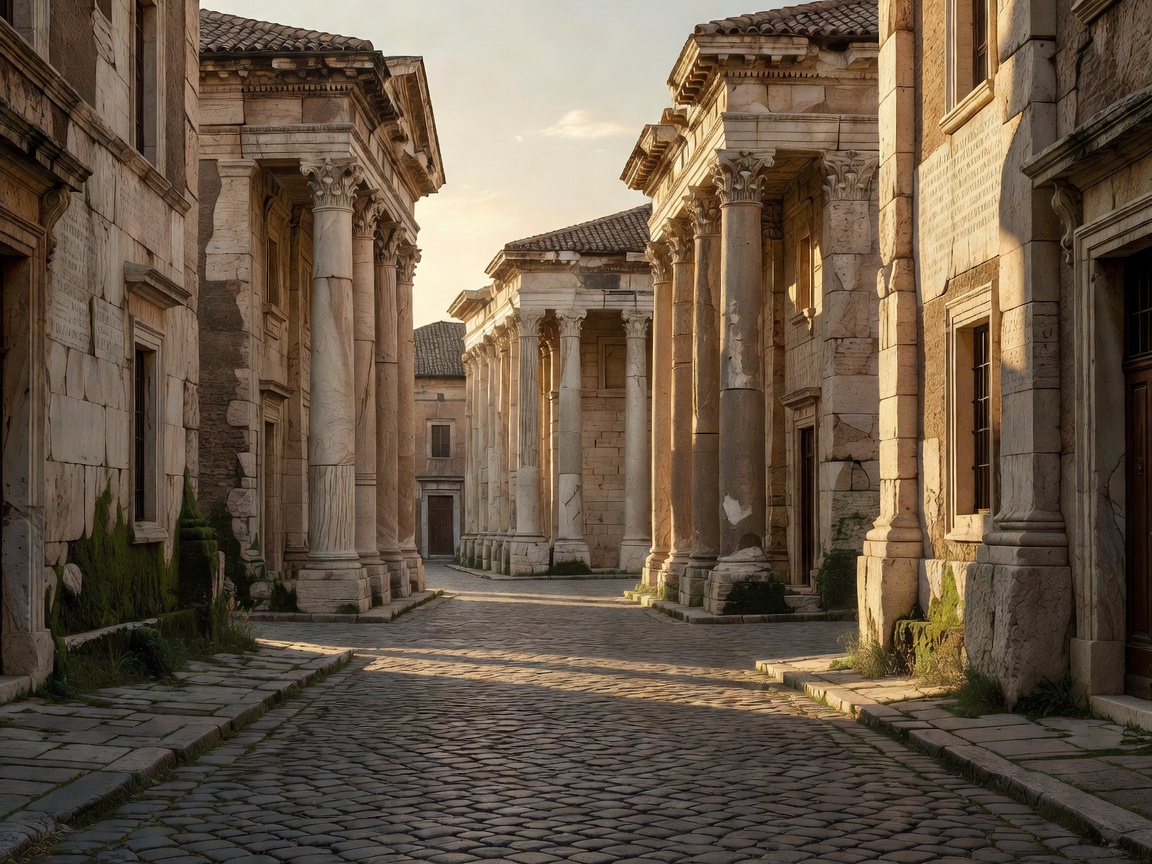Roman stone architecture and a quiet city street